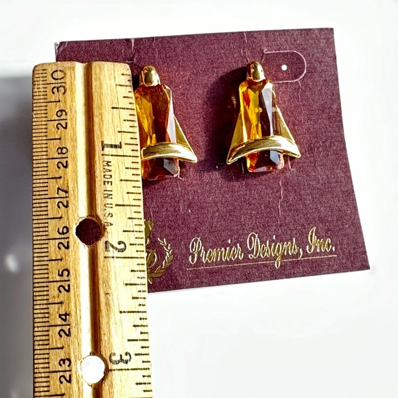 Autumn Amber Glass Pierced Earrings Premier Designs New old stock - Picture 2 of 3